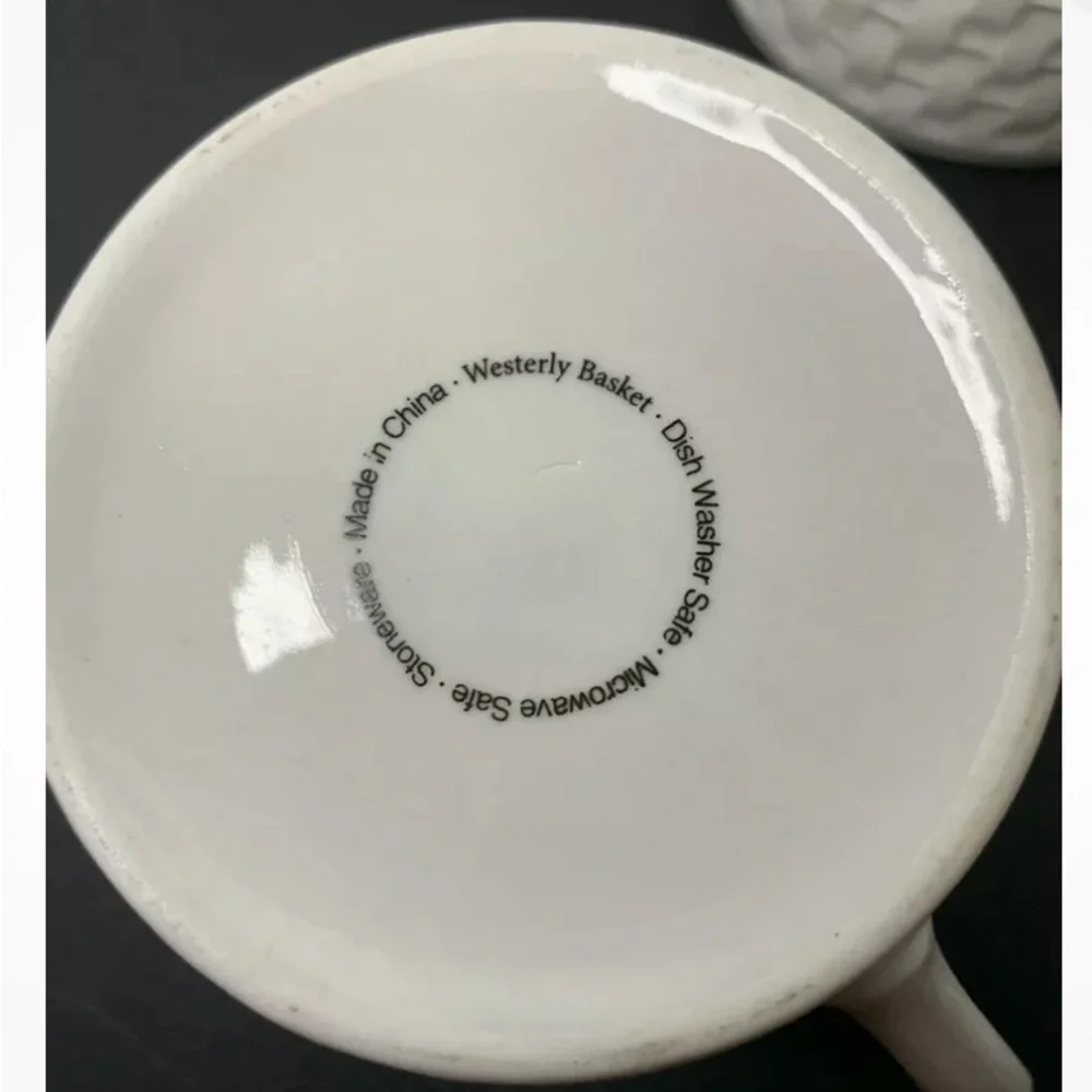 ONEIDA Westerly Basket Weave Demitasse Mugs Woven White Wicker 6 Cups, NIB - Picture 4 of 7